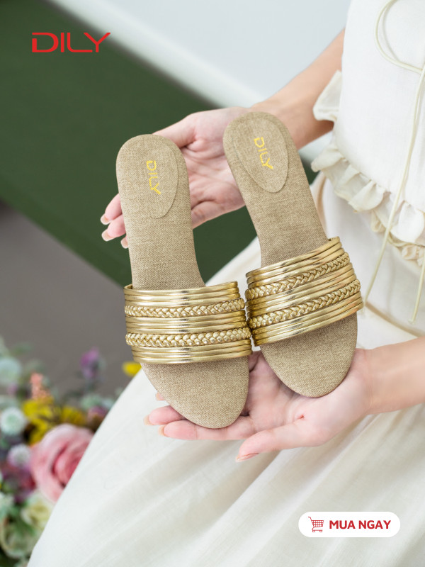 Dép guốc gót nhọn quai ngang cách điệu DL0613 - DILY
