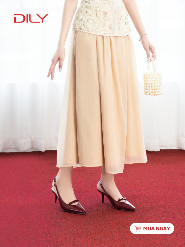 Giày slingback mũi nhọn quai phối nơ trẻ trung DL0645 - DILY
