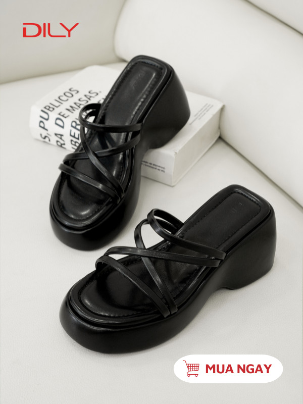 Dép guốc đế cao, quai mảnh xinh xắn DL0590 - DILY
