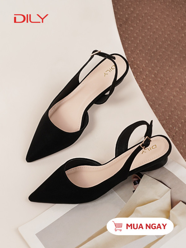 Giày búp bê slingback mũi nhọn siêu tôn chân AA0439 - DILY