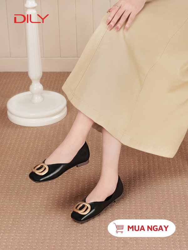 Giày búp bê gắn khóa bản lớn thanh lịch AA0434 - DILY