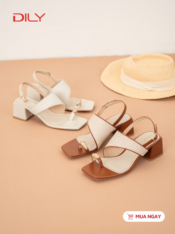 Sandal xỏ ngón quai phối da đan mây trẻ trung DL0663 - DILY