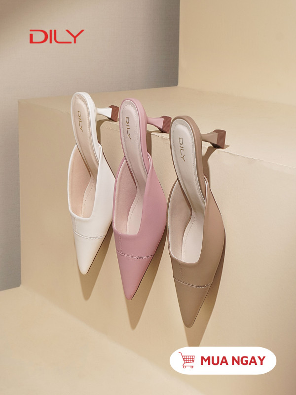 Mules cao gót mũi nhọn thanh lịch AA0500 - DILY