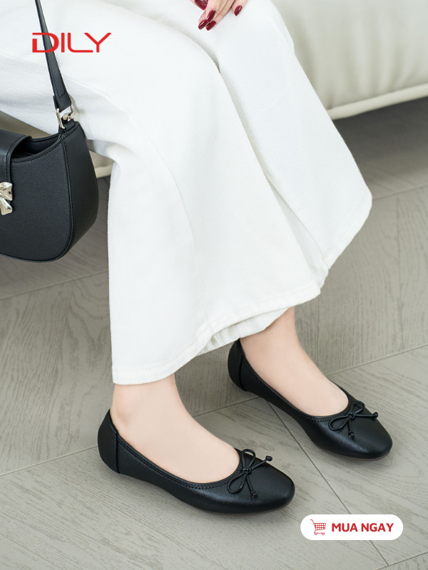 Giày búp bê mũi phối nơ thanh lịch AA0427 - DILY