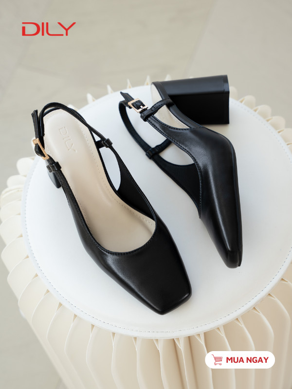 Giày slingback mũi vuông thiết kế tối giản thanh lịch DL0632 - DILY