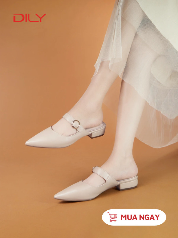 Guốc sục mũi nhọn kèm khóa tròn thời thượng AA0426 - DILY