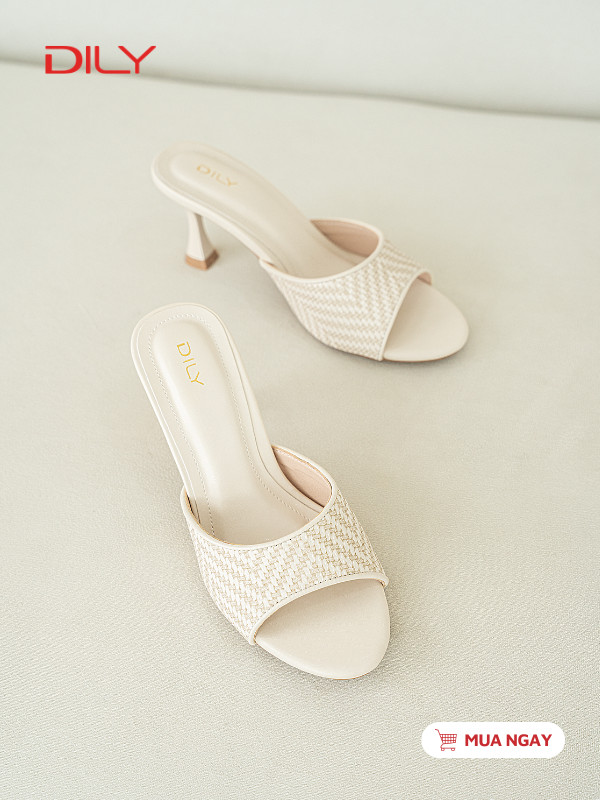 Dép guốc mũi tròn nền da họa tiết đan mây trẻ trung DL0652 - DILY