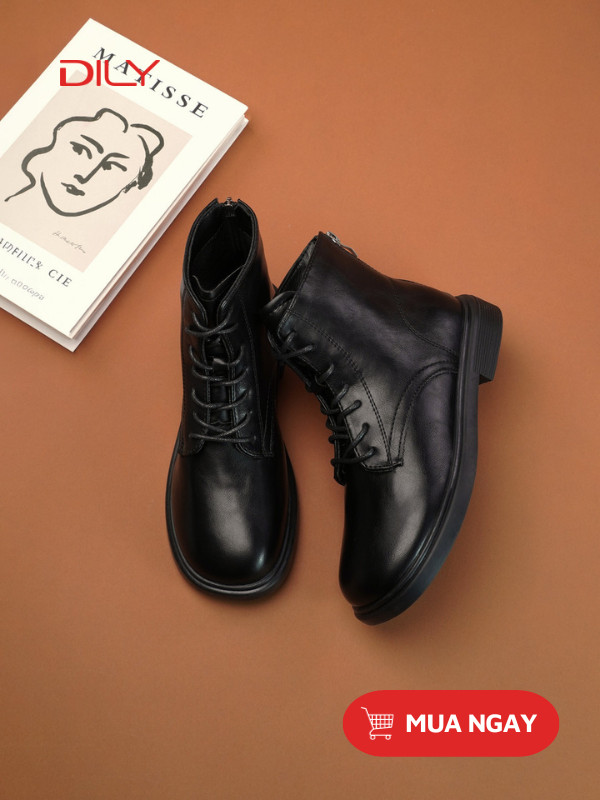Giày boot nữ cổ thấp buộc dây cá tính AG0130 - DILY