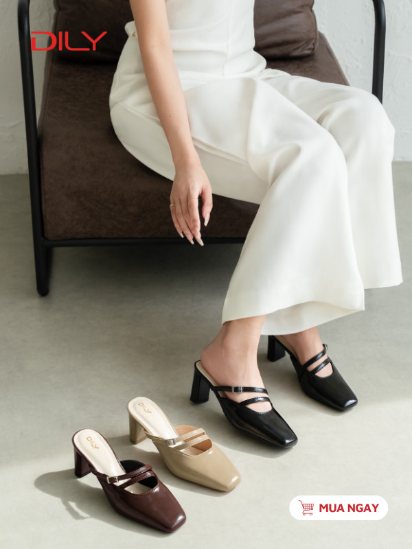 Guốc sục mũi vuông quai mảnh thanh lịch DL0634 - DILY