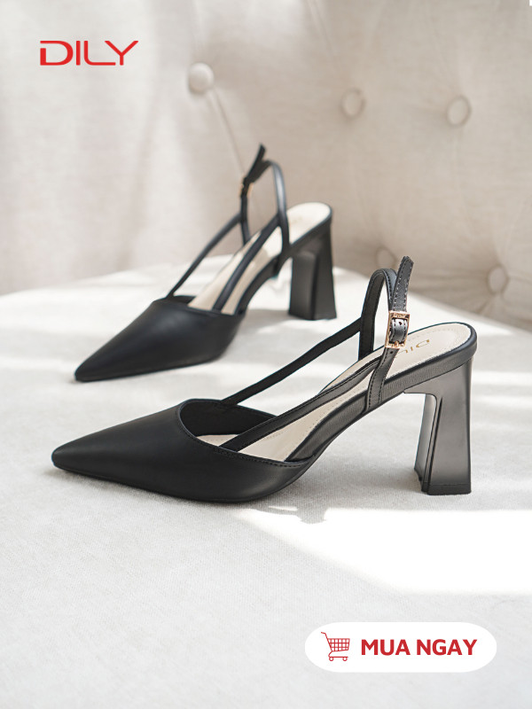 Giày cao gót quai mảnh gót vuông chắc chân DL0551 - DILY