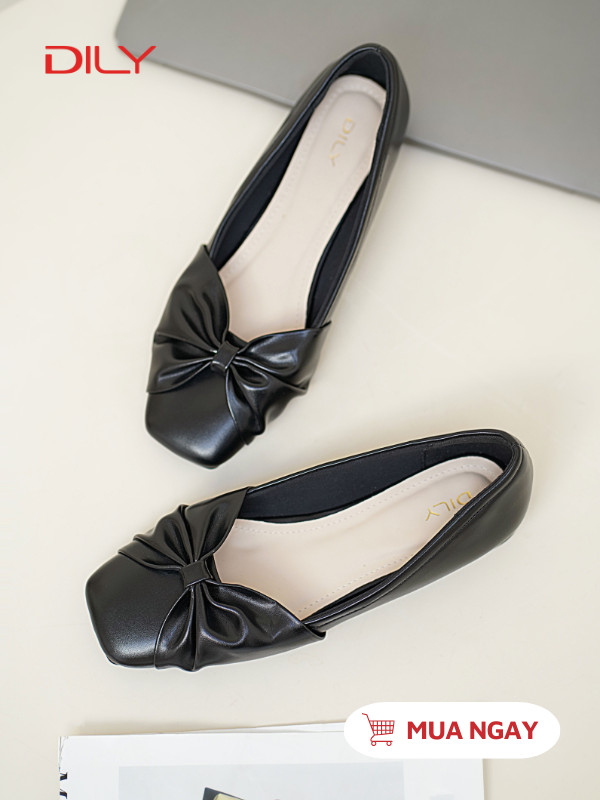 Giày búp bê mũi vuông phối nơ xinh xắn DL0569 - DILY