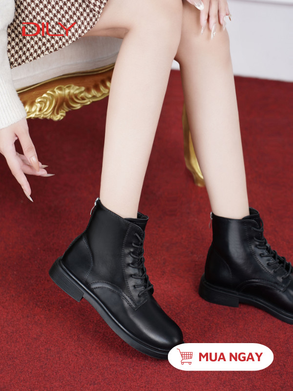 Boot nữ cổ thấp buộc dây cá tính AG0130 - DILY
