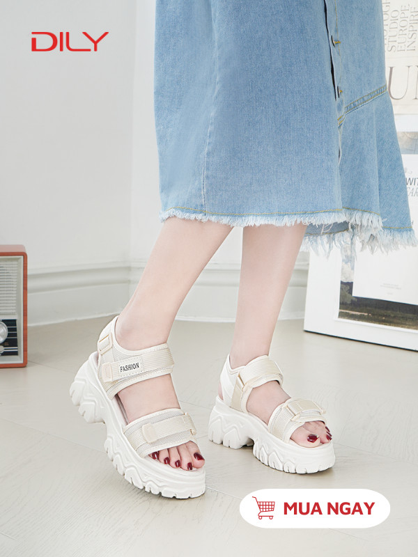 Sandal đế độn quai dán cá tính AG0086 - DILY