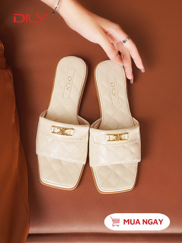 Dép bệt mũi vuông thiết kế chỉ nổi sang trọng DL0528 - DILY