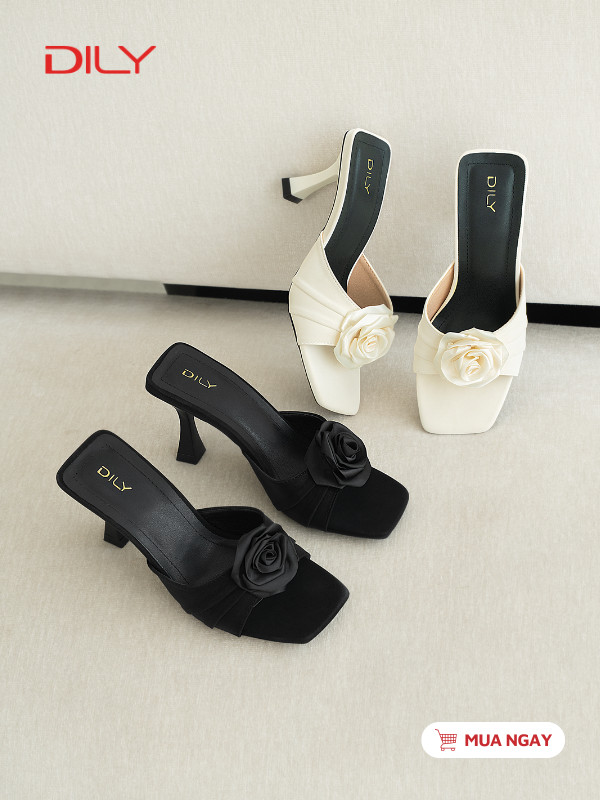Dép guốc quai ngang đính hoa thời thượng DL0577 - DILY