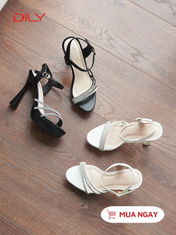 Sandal cao gót đế đúp quai đính đá thời trang DL0541 - DILY