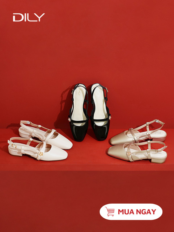 Giày búp bê mũi vuông quai đính hoa nữ tính DL0570 - DILY