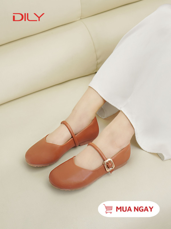 Giày búp bê mũi tròn kèm khóa kim loại cực xinh AA0438 - DILY
