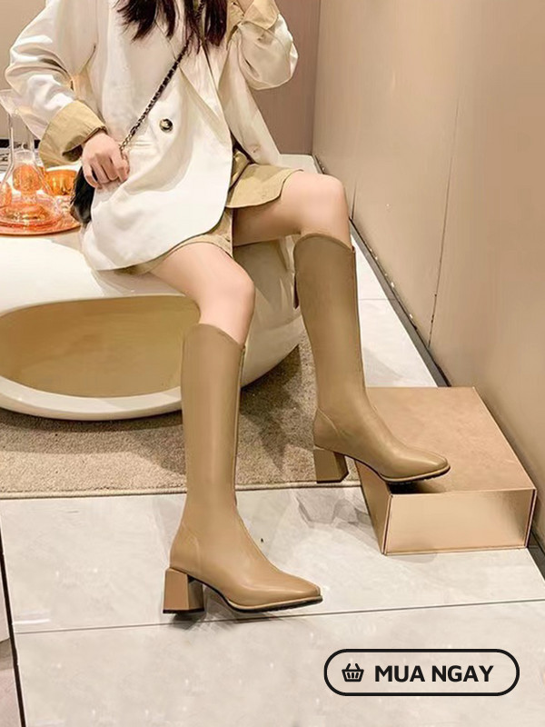 Giày boot cao bồi nữ đế vuông trendy AG0057 - DILY