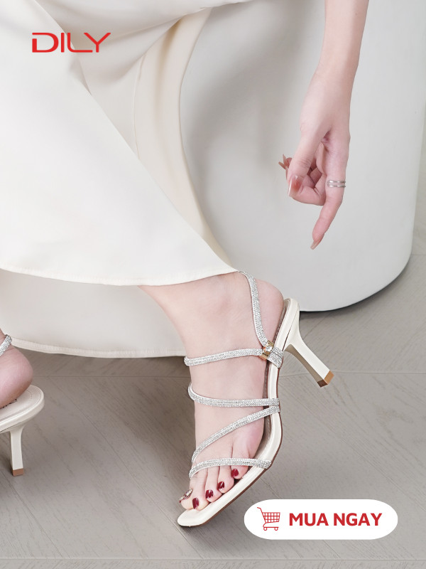 Xăng đan cao gót quai đính đá lấp lánh DL0532 - DILY