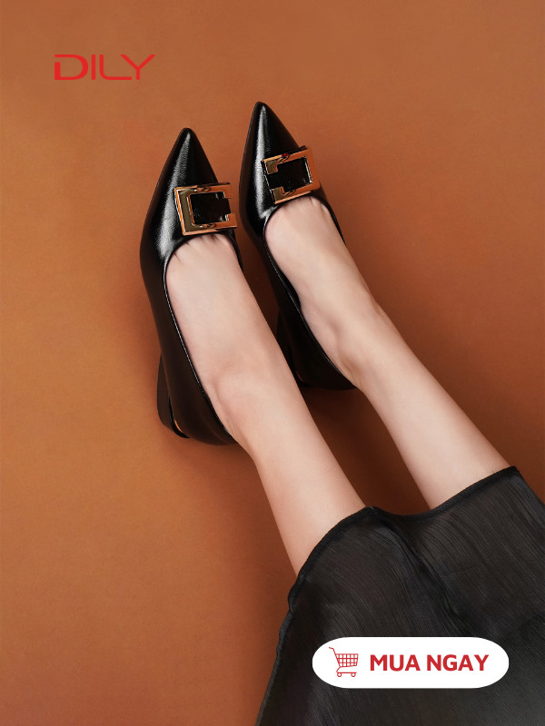 Giày búp bê mũi nhọn khóa chữ C sang trọng AA0489 - DILY
