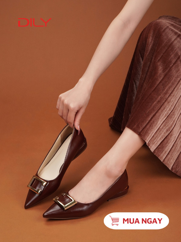 Giày búp bê mũi nhọn khóa chữ C sang trọng AA0489 - DILY