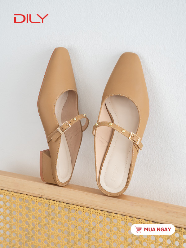 Guốc sục mũi vuông quai ngang đính đá DL0588 - DILY