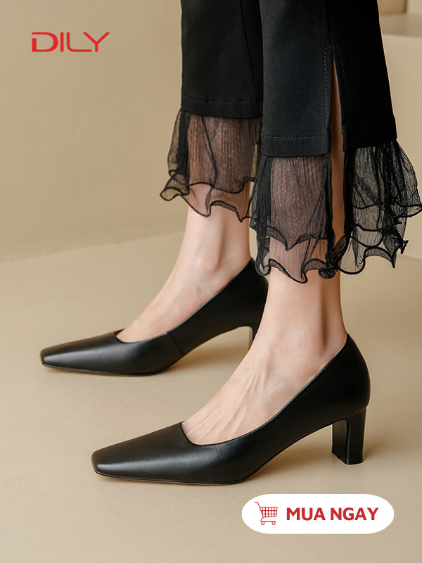 Giày cao gót mũi vuông basic AA0354 - DILY