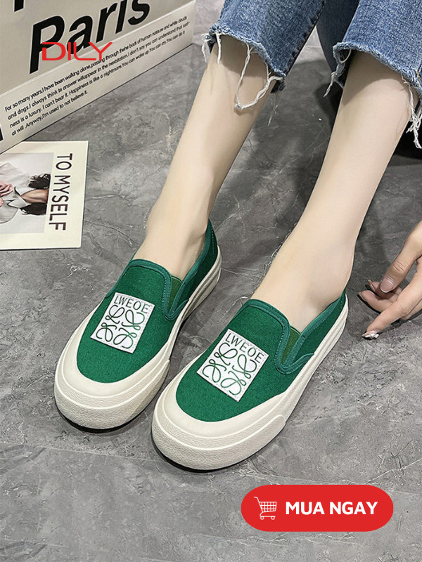 Giày lười nữ đẹp, siêu êm với gam màu xanh nổi bật AG0033 - DILY