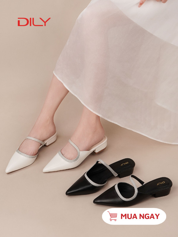 Guốc sục mũi nhọn quai kim tuyến sang trọng AA0490 - DILY