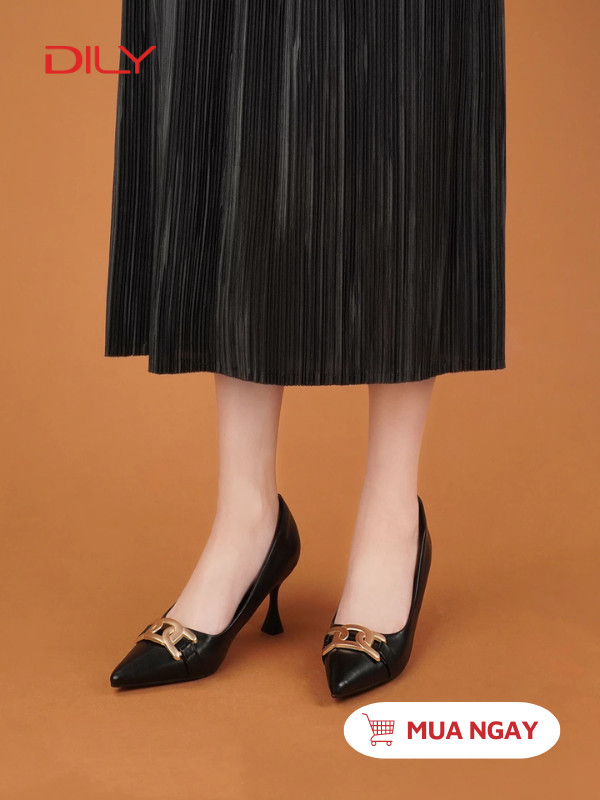 Giày mũi nhọn 6.5cm phối khóa thanh lịch AA0485 - DILY