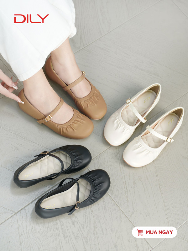 Giày búp bê mũi tròn phối chun trẻ trung DL0596 - DILY