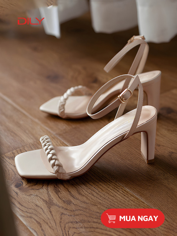 Giày sandal cao gót nữ quai ngang thắt bím AA0361 - DILY