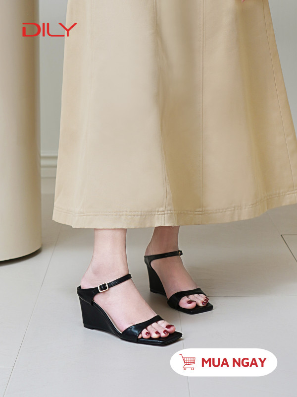 Guốc xuồng quai ngang mảnh cao 7p thanh lịch DL0518 - DILY