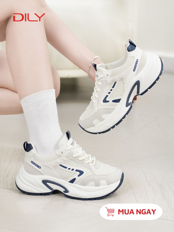 Giày sneaker chunky phối màu nổi bật, chất vải thoải mái AG0169 - DILY