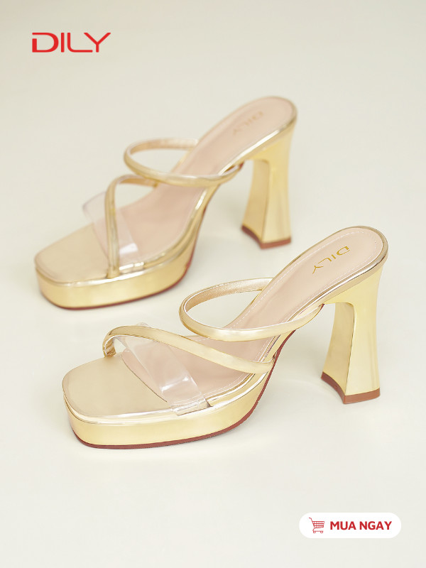 Dép guốc đế đúp quai thanh lịch, gót cao 9cm tôn dáng DL0605 - DILY