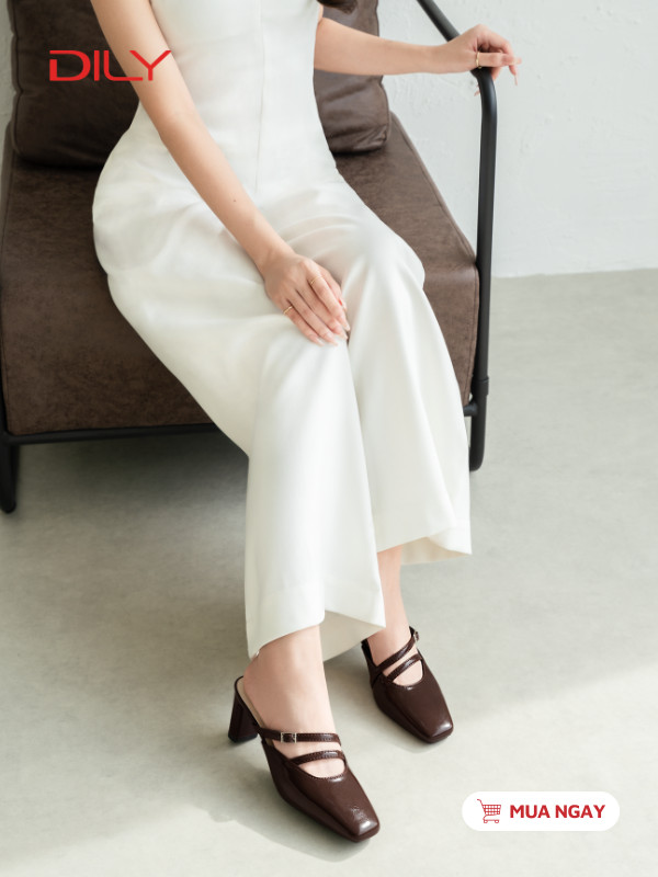 Guốc sục mũi vuông quai mảnh thanh lịch DL0634 - DILY