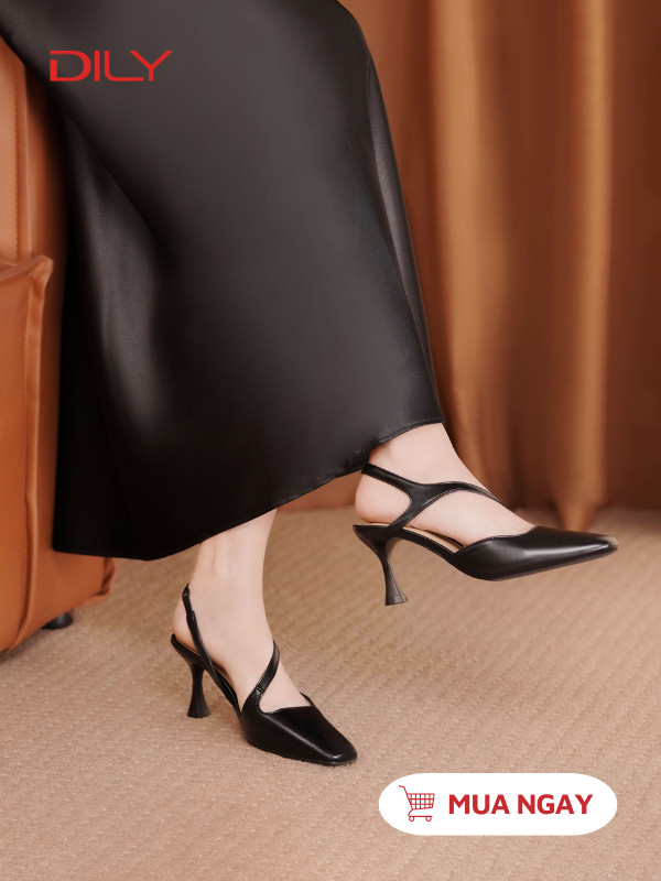 Giày cao gót mũi vuông thiết kế quai mảnh thanh lịch DL0558 - DILY