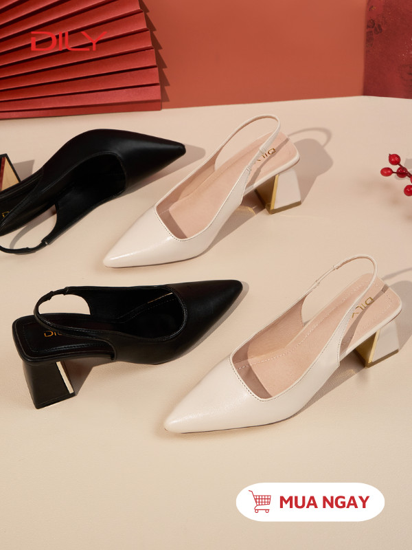 Giày slingback cao gót mũi nhọn thanh lịch AA0375 - DILY