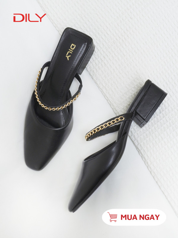 Guốc sục mũi vuông phối khóa xích sang trọng DL0539 - DILY