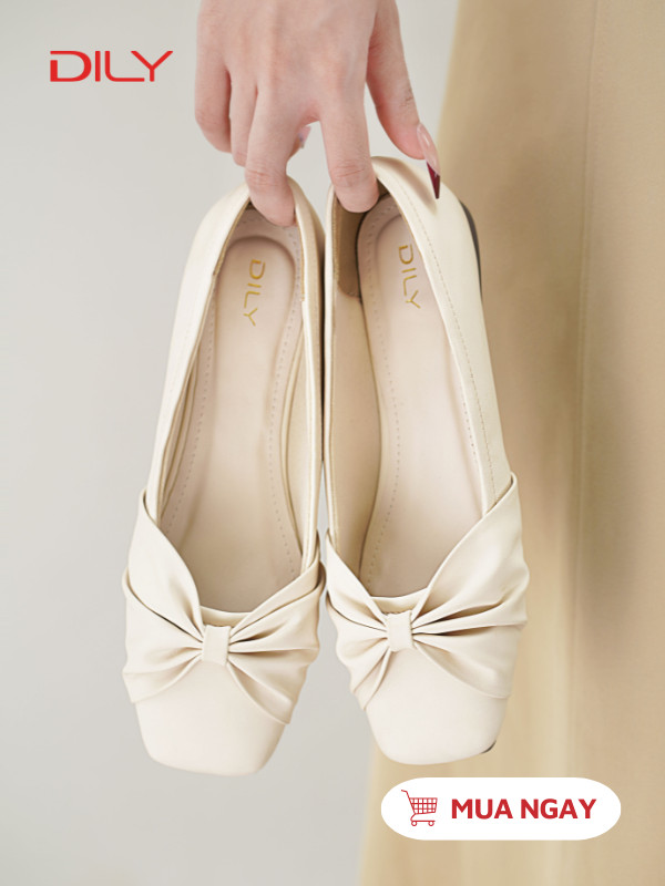 Giày búp bê mũi vuông phối nơ xinh xắn DL0569 - DILY