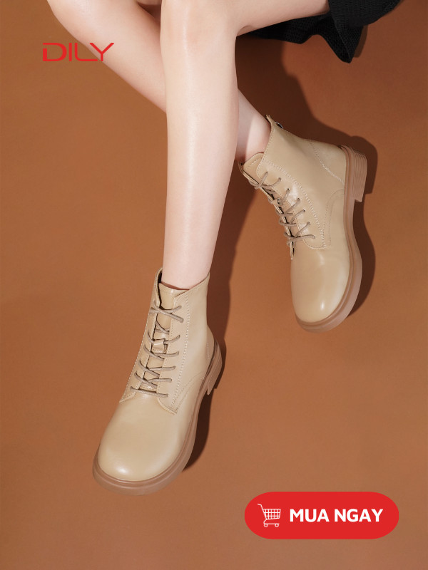 Giày boot nữ cổ thấp buộc dây cá tính AG0130 - DILY