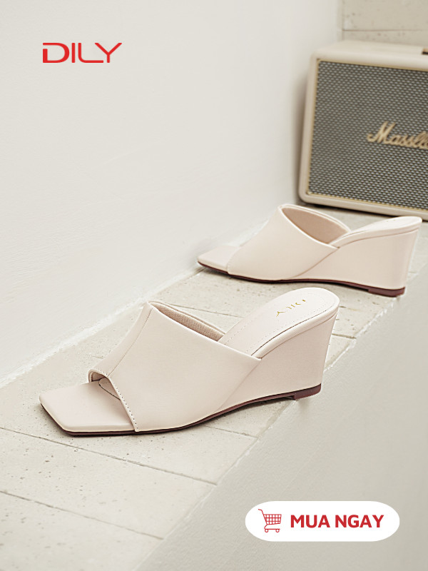 Guốc xuồng mũi vuông quai bản lớn thanh lịch DL0537 - DILY