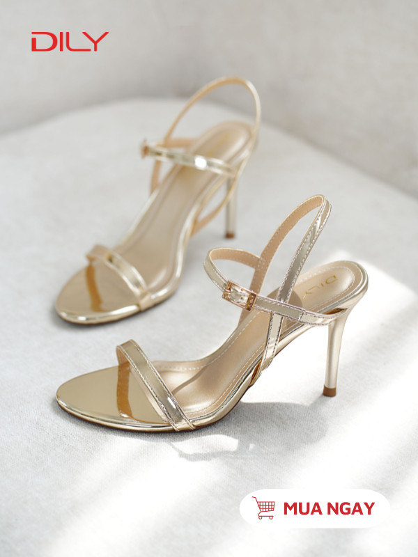 Sandal cao gót quai mảnh ánh kim sang trọng DL0565 - DILY