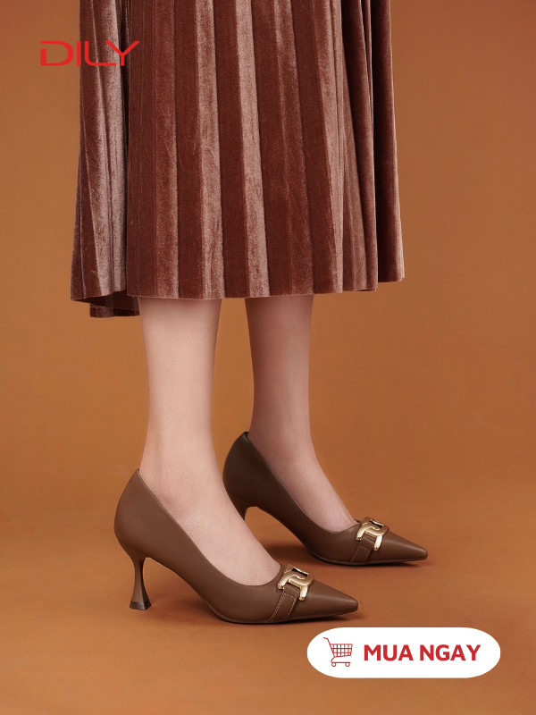 Giày mũi nhọn 6.5cm phối khóa thanh lịch AA0485 - DILY