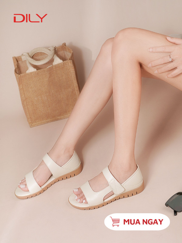 Giày sandan nữ quai ngang trẻ trung, bít hậu đế thấp tiện dụng cao 2cm AA0496 - DILY
