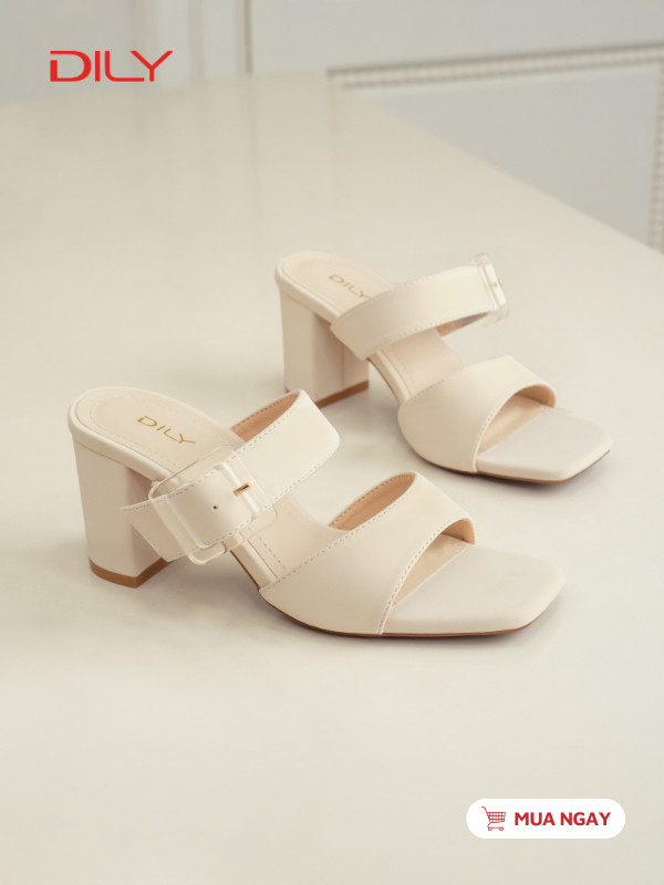 Dép guốc gót vuông quai ngang thanh lịch DL0615 - DILY