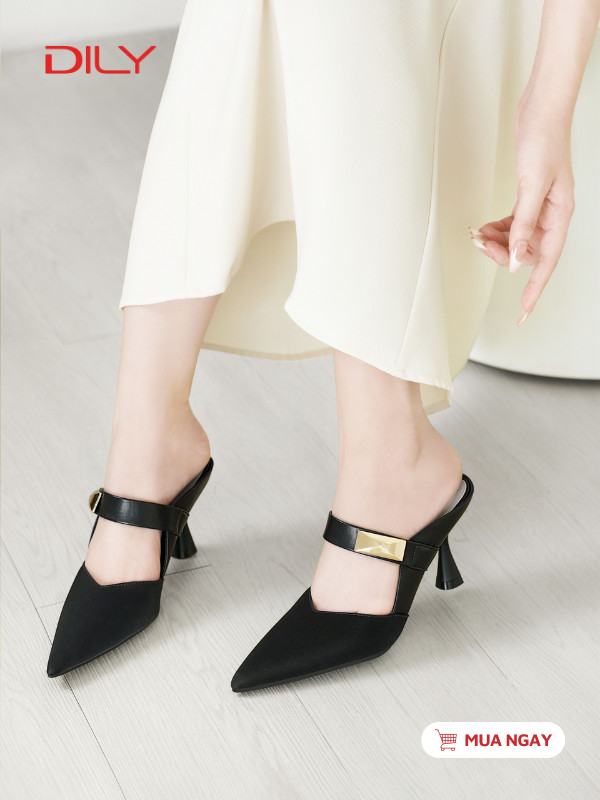 Guốc sục mũi nhọn quai phối khóa trendy DL0589 - DILY
