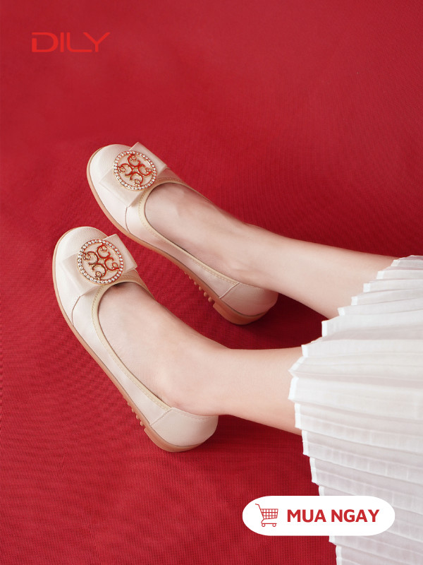 Giày búp bê đính khóa kim loại sang trọng, đế chống trượt cao cấp AA0502 - DILY