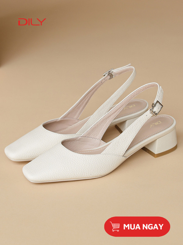 Giày slingback cao gót da vân lạ mắt AA0349 - DILY
